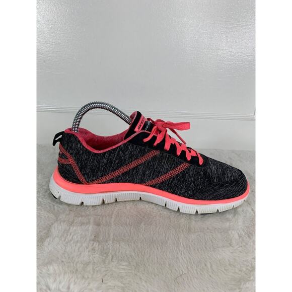 Skechers Womens Flex Sole Sneakers Pink/Black Size 8 - Picture 5 of 9